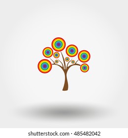 Magical rainbow tree. . Icon for web and mobile application. Vector illustration on a white background. Flat design style.