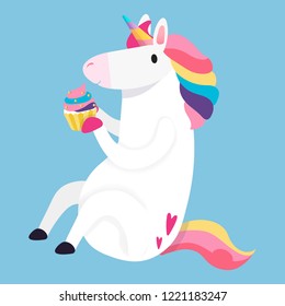 Vector de ilustración de unicornio arcoiris mágico
