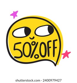 Magical sale. Speech bubble. Vector illustration. Flat design. Marketing. Promotion banner. Advertisement. White background.