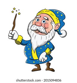 Magical Santa Claus Blue Suit Cartoon Character