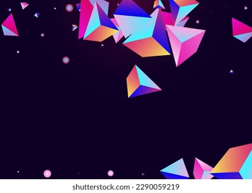 Magical Shapes Vector Dark Violet Background. Unicorn Modern Triangle Catalog. Rainbow Creative Jewel Design. Digital Polyhedron Technology Layout.