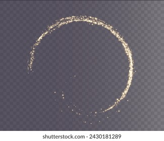Magical shiny magical gold comets. Festive clots of gold dust. Abstract light patterns of small glowing dust particles.  Dust texture for background. Decor element for cards, invitations, backgrounds.