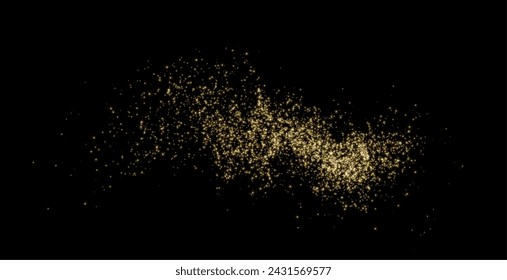 Magisch glänzende magische Goldkometen. Festliche Streifen aus Goldstaub. Abstrakte Lichtlinien kleiner glühender Staubpartikel. Puder streut png. Dekoratives Element für Karten, Einladungen, Hintergründe.