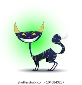 A magical and slightly sinister cat. Vector cartoon illustration