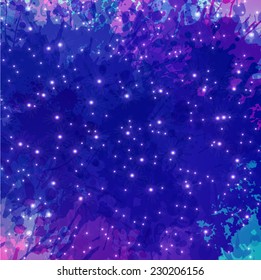 magical space background with illuminated lights stars