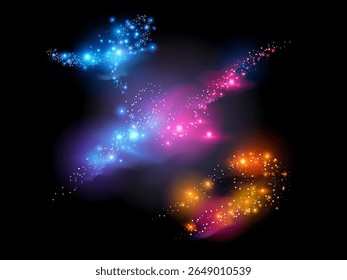 Magical Sparkling Nebula on Black Background