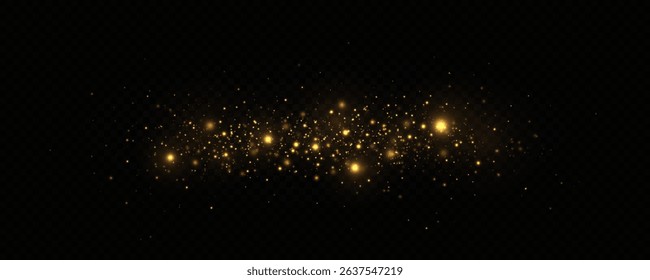 Magical sparks of dust shining with special light. Beautiful Christmas light effect with glowing and sparkling particles of dust.