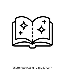 Magical spellbook arcane knowledge line art isolated vector