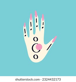 Magical Spiritualist mystical symbol of a hand with an eye. Modern trendy illustration