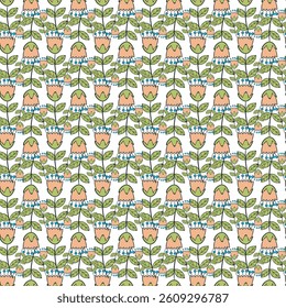 Magical Spring Garden Seamless Vector Pattern Design