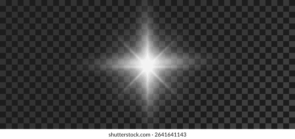 Magical Star Flare and Star — Transparent Glowing Light Effect with Sparkles, Rays, and Abstract Motion for Vector Design or Bright Background Illustration