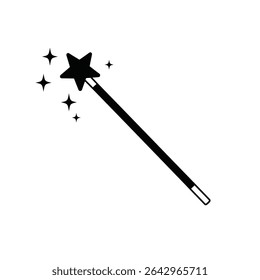 Magical star wand icon black silhouette design.