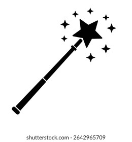 Magical star wand icon, fairy tale, enchantment.