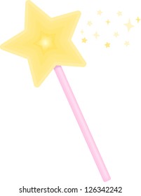 A magical star wand with a pink handle.