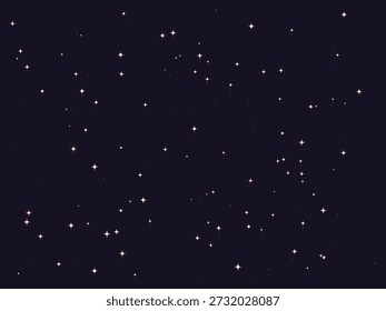 Mágico cielo nocturno estrellado con estrellas brillantes dispersas sobre un fondo azul profundo, evocando una atmósfera mística con sutiles efectos bokeh