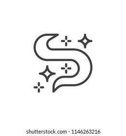Magical stars and smoke outline icon. linear style sign for mobile concept and web design. Magic simple line vector icon. Symbol, logo illustration. Pixel perfect vector graphics