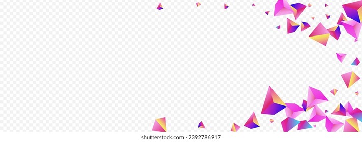 Magical Stone Vector Panoramic Transparent Background. Gradient Scattered Triangle Brochure. Cosmic Creative Elements Template. Digital Shards Trendy Banner.