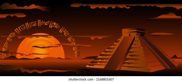 Magical sunset in the land of the Mayans and Toltecs.
Temple of May and Toltecs.Background consisting of symbols of the Mayan calendar.
The Aztecs, Mayans, Incas.
The Mayan alphabet.