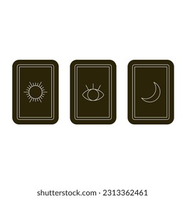 Magical tarot card vector flat illustration. Celestial outline element.