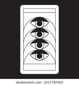 Magical tarot cards deck set. Spiritual moon and celestial eye symbols. Vector illustration. Astrology or sacred geometry poster design. Magic occult pattern, esoteric boho modern style isolated