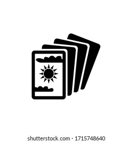 Magical Tarot Cards, Mystery Cartomancy. Flat Vector Icon illustration. Simple black symbol on white background. Magical Tarot Cards, Mystery Read sign design template for web and mobile UI element