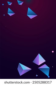 Magical Tetrahedron Vector Dark Violet Background. Rainbow Minimalist Pyramid Layout. Holographic Modern Triangle Template. Gradient Jewel Technology Decoration.