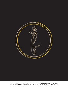 Un mágico con un toque de elegancia y su letra floral F patrón de logotipo vectorial