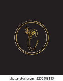 Un mágico con un toque de elegancia y su estilo floral letra C vectorial plantilla de logotipo