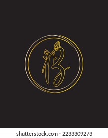 Un mágico con un toque de elegancia y su estilo floral letra B patrón logotipo vectorial