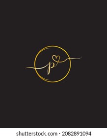 A magical with a touch of elegance handwritten letter type P vector logo template