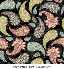 Magical Traditional Paisleys Seamless Pattern for wallpaper design or fabric textile printing