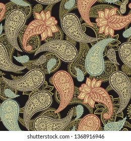 Magical Traditional Paisleys Seamless Pattern for wallpaper design or fabric textile printing