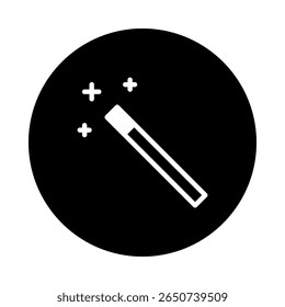 Magical transformation icon symbolizing enchantment and fantasy using a wizardry wand with star glitter effects