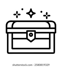 Magical treasure chest outline icon design isolated vector