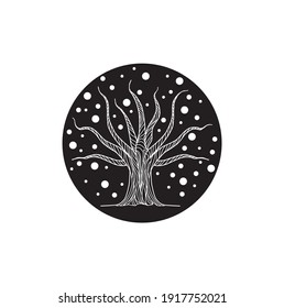magical tree logo with circular shape, vector isolated