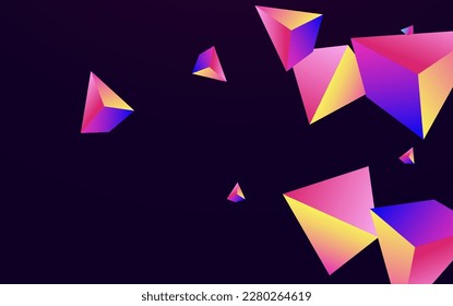 Magical Triangle Vector Dark Violet Background. Gradient Technology Geometric Decoration. Cosmic Creative Elements Card. Digital Stone Abstract Flyer.