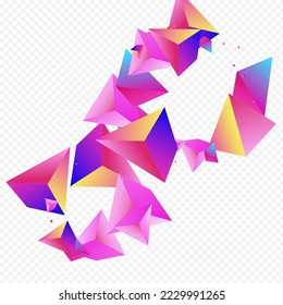 Magical Triangle Vector Transparent Background. Gradient Graphic Polyhedron Certificate. Digital Scattered Pyramid Catalog. Holographic Shapes Dynamic Flyer.