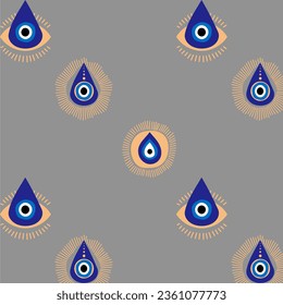 Patrón mágico de símbolos turcos azul