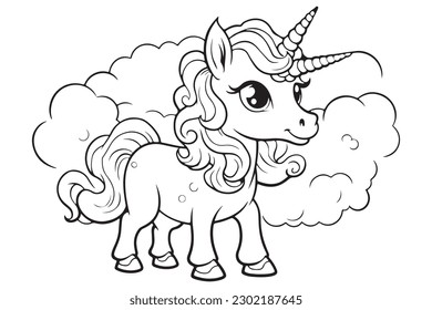 Magical Unicorn Coloring Page for Kids, Fantastical Unicorn Artwork for Coloring and Relaxation