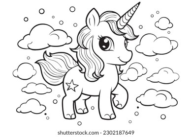 Magical Unicorn Coloring Page for Kids, Fantastical Unicorn Artwork for Coloring and Relaxation