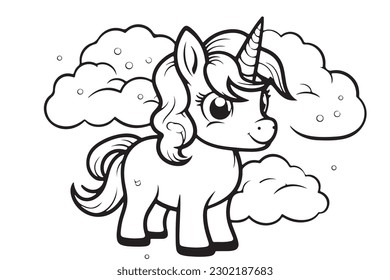 Magical Unicorn Coloring Page for Kids, Fantastical Unicorn Artwork for Coloring and Relaxation