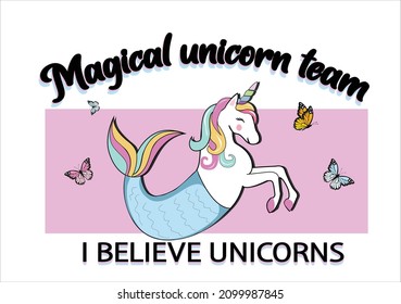 magical unicorn design hand drawn