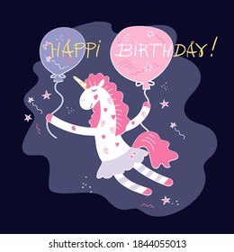 Cute Unicorn Greeting Card Magical Unicorn Stock Vector (Royalty Free ...