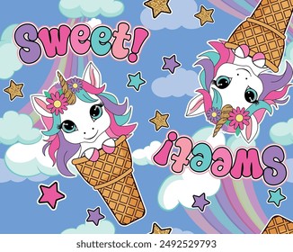 magical unicorn girl patterns design love