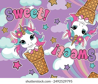 magical unicorn girl patterns design love