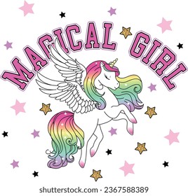 magical unicorn graphic tees for girl design