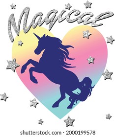 magical unicorn heart and stars 