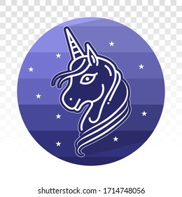 Magical unicorn - legendary mythical creature flat icon for apps and websites