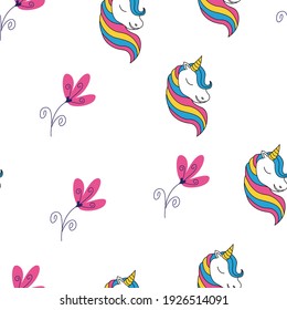 Magical unicorn pattern with floral flower. Seamless Pattern can be 
used for wallpaper, pattern fills, background and surface textures