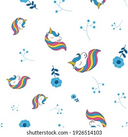Magical unicorn pattern with floral flower. Seamless Pattern can be 
used for wallpaper, pattern fills, background and surface textures